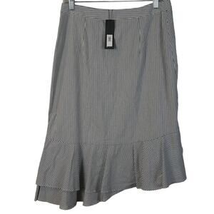 Banana Republic Seersucker Ruffle Skirt Grey White Striped Trumpet Size 6 NWT